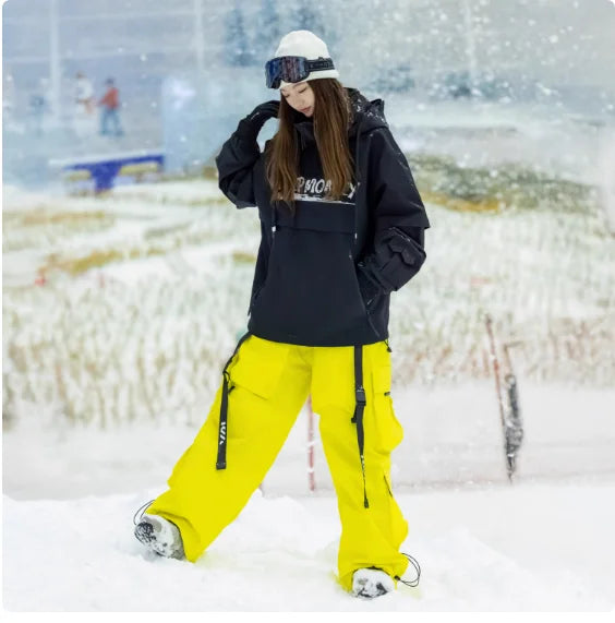 Hooded Ski Jacket and Pants Clothing Set with Style Options