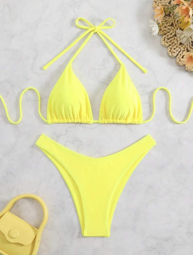 Solid Halter Tie Bikini