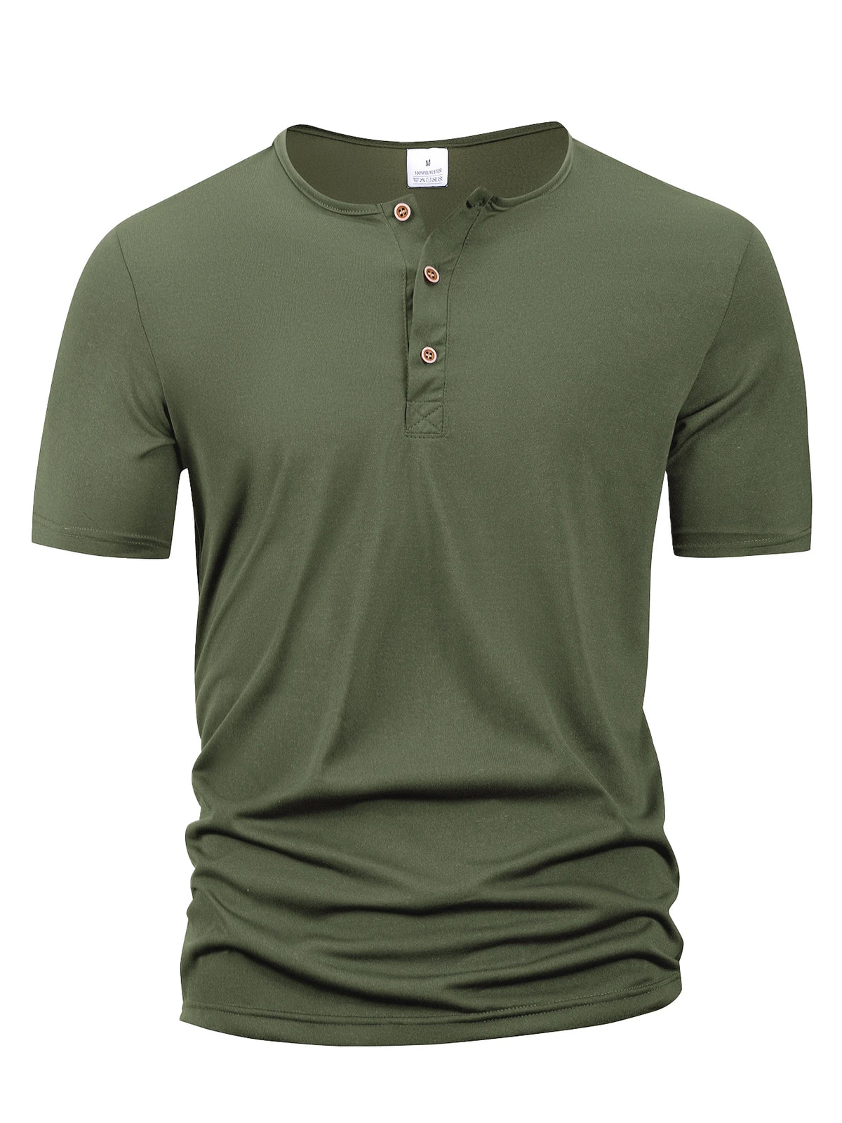 Solid Henley Neck Short Sleeve Button Placket T Shirt