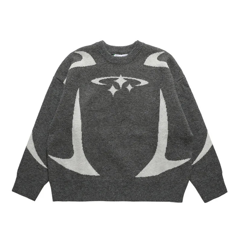 Women's Abstract Graphic Crew Neck Sweater Casual Knit Layer