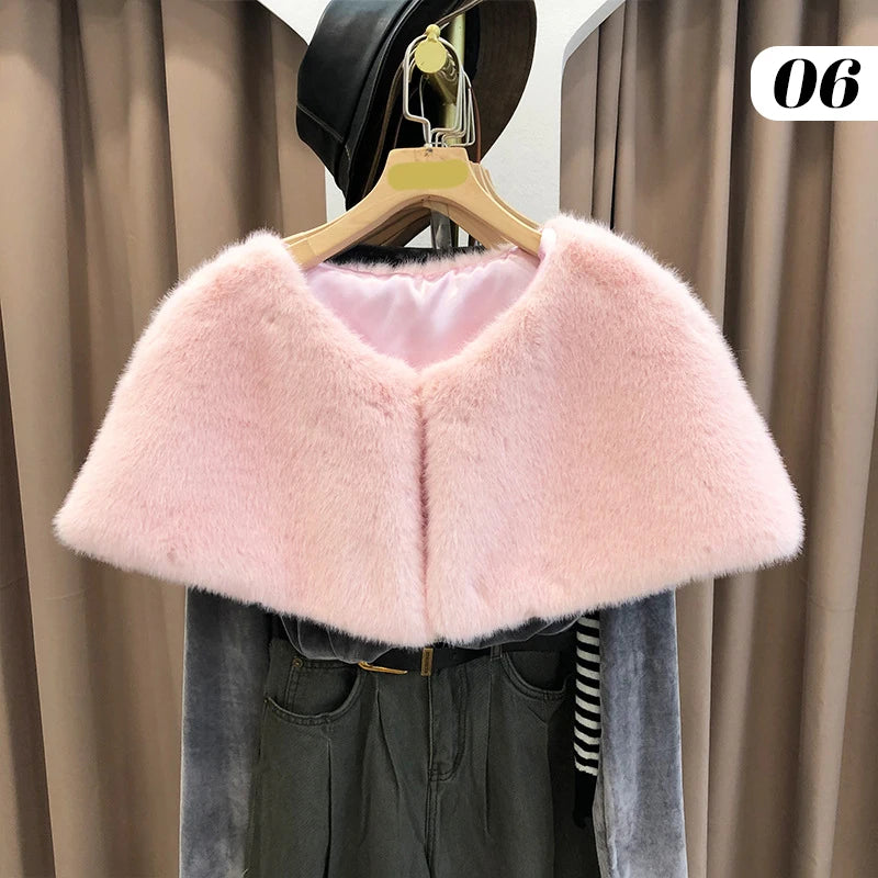 Plush Short Bridal Cape for Layering over Outfits