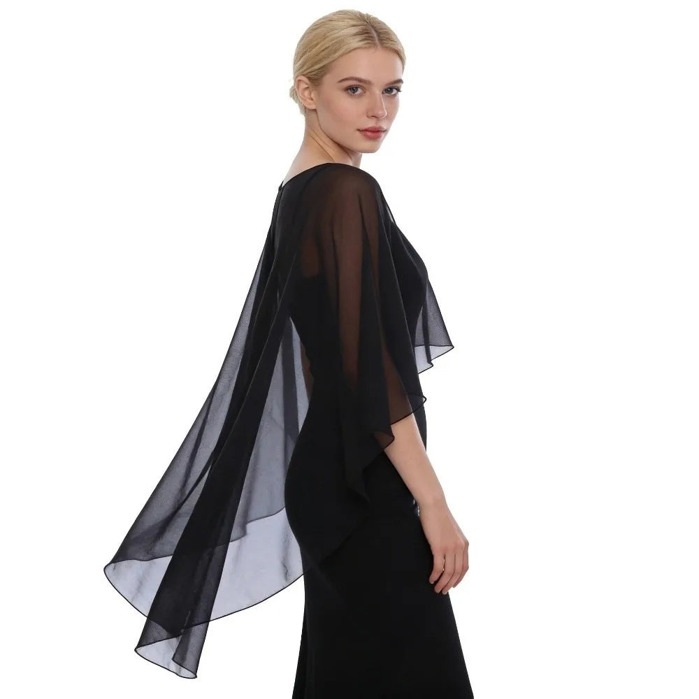 Sheer Batwing Drape Cape for Layering over Outfits