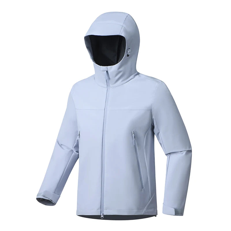 Hooded Long Sleeve Full Zip Outdoor Hiking Jacket with Pockets