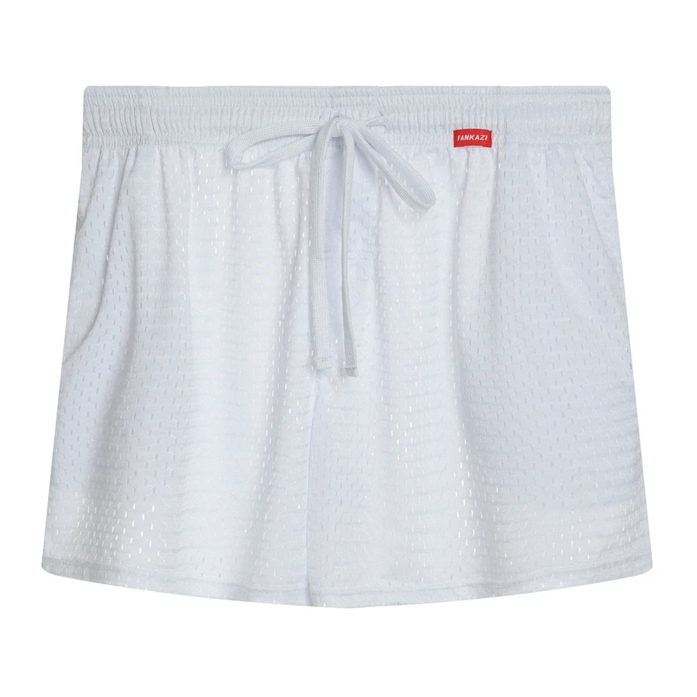 Men's Mesh Pocket Drawstring Sleep Shorts for Home Wear