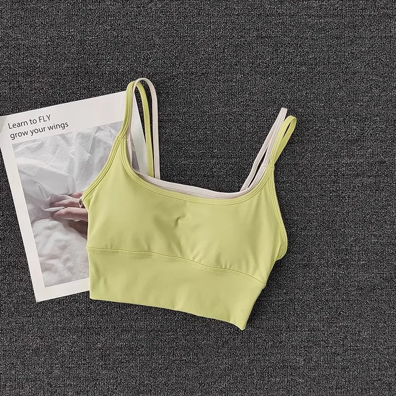 Women's Contrast Double Strap Cropped Tank Top