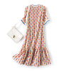 Romantic Sweet Style Dresses For Women Summer New Pinched Light Chiffon Printed Loose Short Sleeve Elegant Casual Dress 4XL