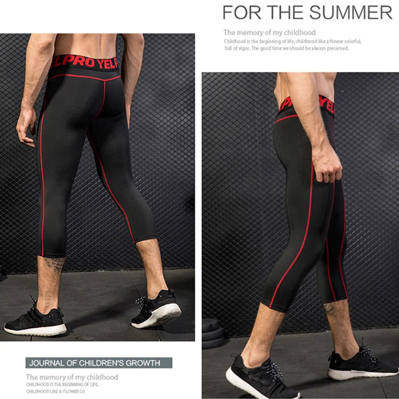 Men's Cropped Training Leggings for Gym and Running