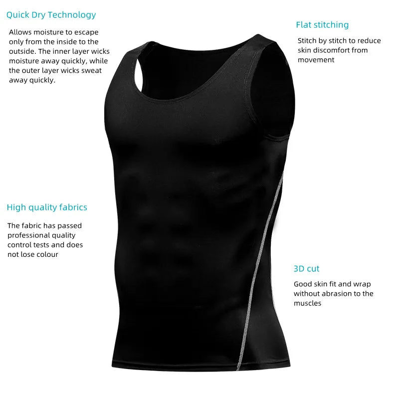 Men Quick Dry Sleeveless Sports Vest High Elasticity Running Basketball Training Shirt