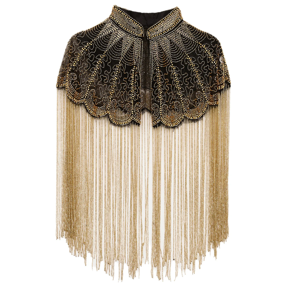 Beaded Long Fringe Cape for Layering over Outfits
