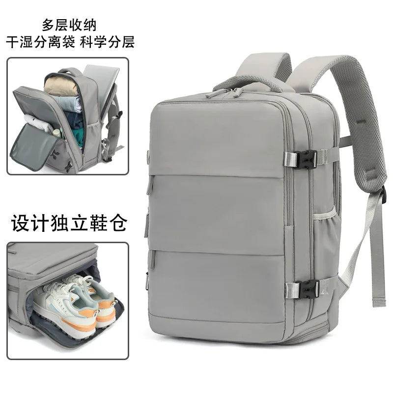 Rectangular Travel Backpack with Zippered Compartments and Carry Handle