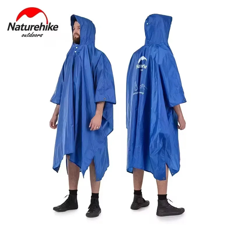 Hooded Outdoor Rain Poncho with Extended Hem and Sleeves