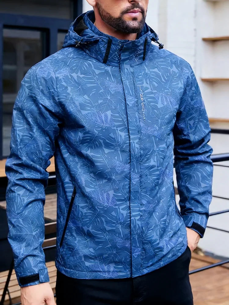 Men's Hooded Full-Zip Polyester Outdoor Jacket