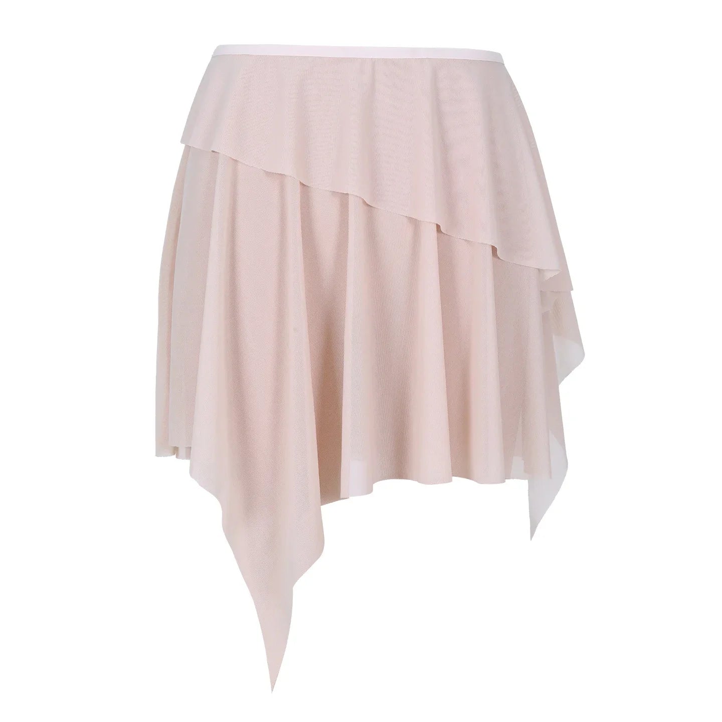 Women's Asymmetric Mesh Ballet Skirt with Elastic Waist for Practice