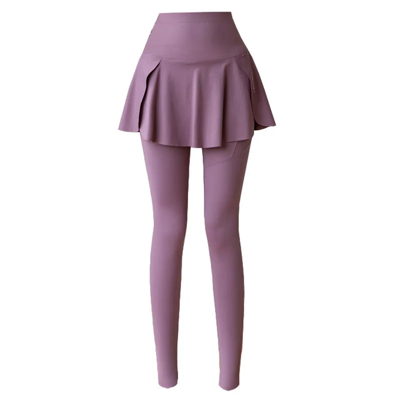 Women's Skirt Overlay Full Length Leggings For Workout Outfits