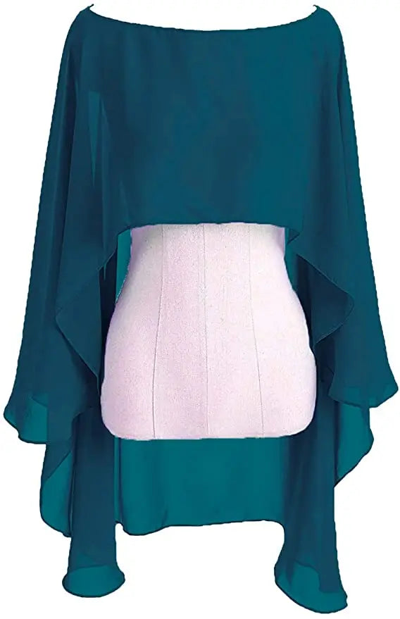 Layered Sheer Draped Cape for Layering over Outfits