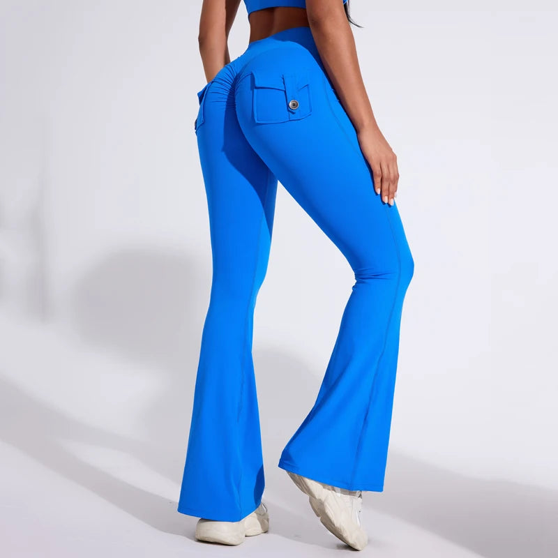 Women's Back Pocket Flared Leggings For Workout Outfits