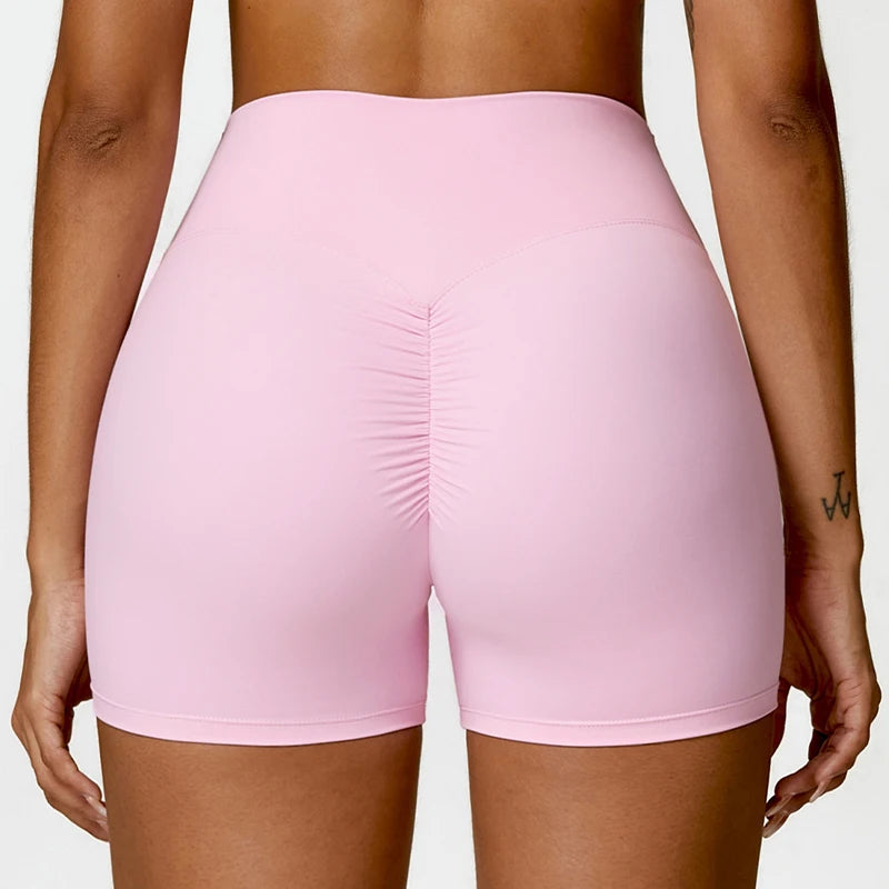Women's Ruched Back High Waist Nylon Blend Shorts for Yoga