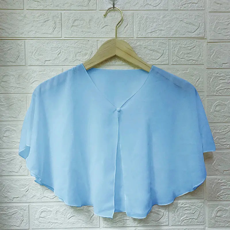 Sheer Clasp Front Capelet for Layering over Dresses and Tops