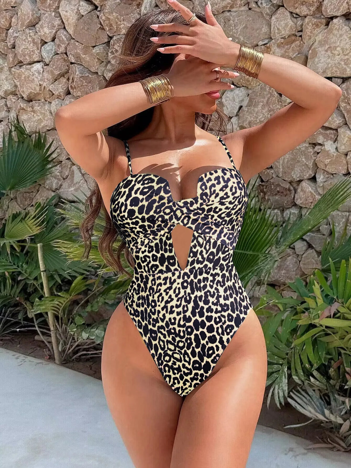 Cross-Front Cutout One-Piece Swimsuit