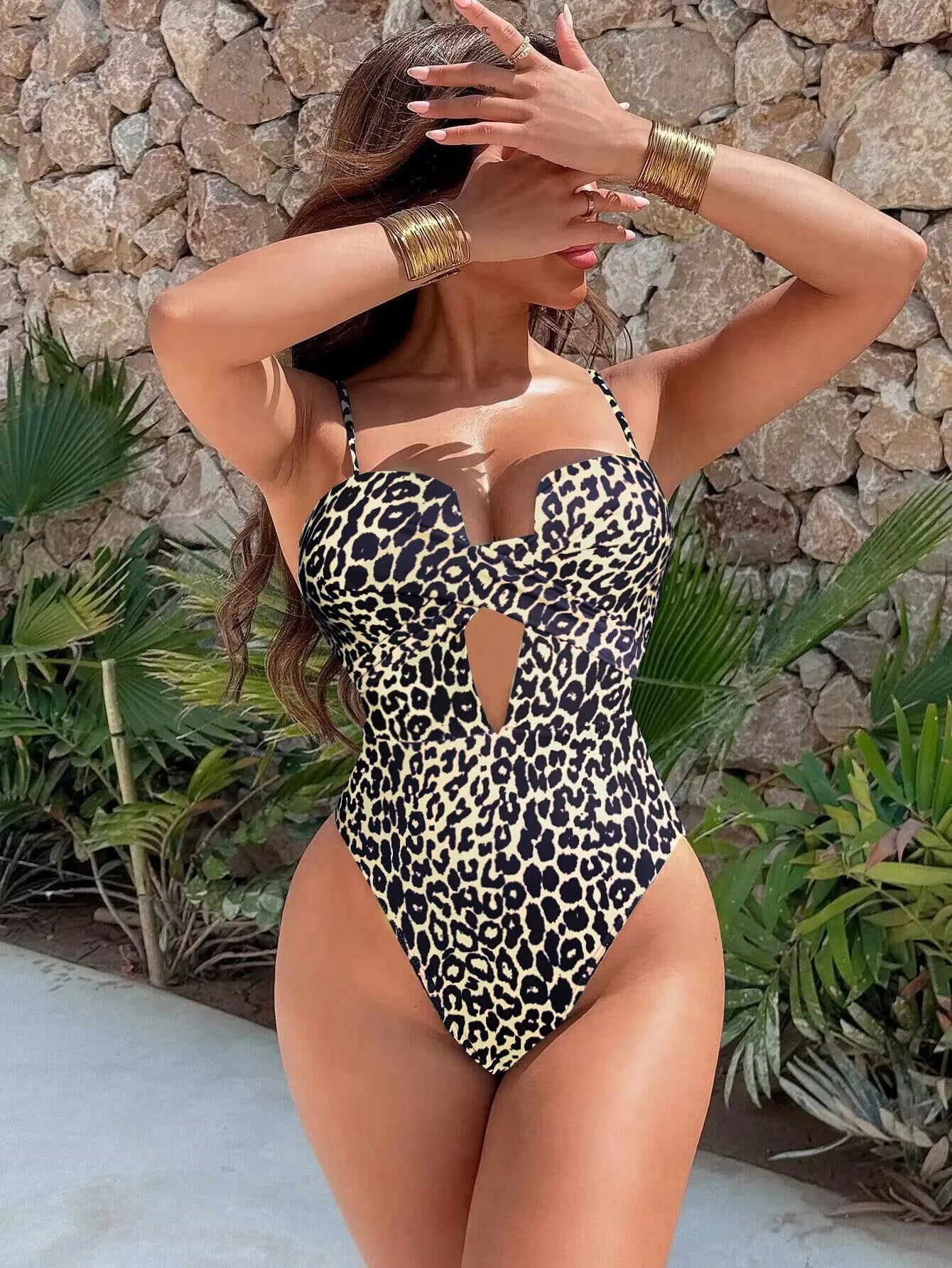 Cross-Front Cutout One-Piece Swimsuit