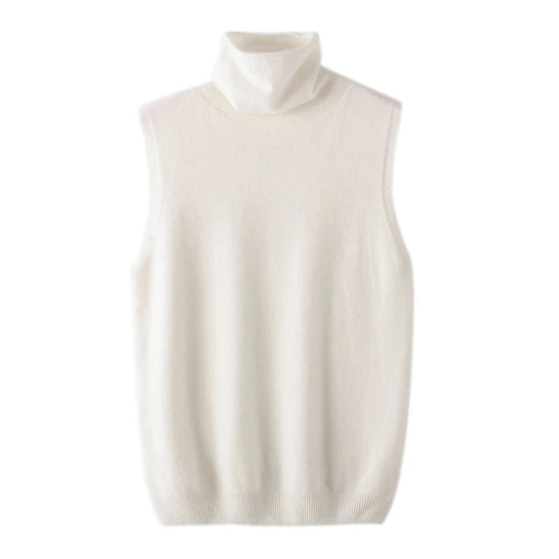 Women's Turtleneck Sleeveless Knit Vest Casual Knit Layer