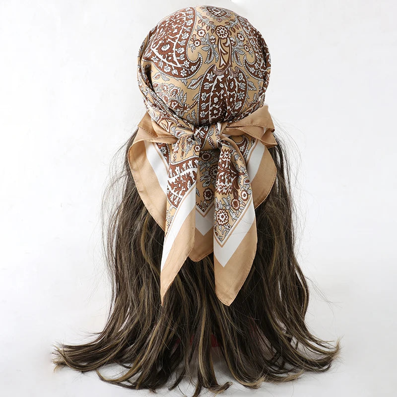 Floral Print Square Scarf for Head and Neck Styling