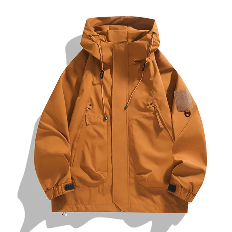 Hooded Long Sleeve Full Zip Outdoor Hiking Jacket with Pockets