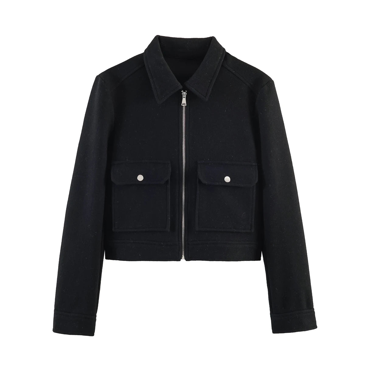 Women's Long-Sleeve Lapel Zip-Front Jacket