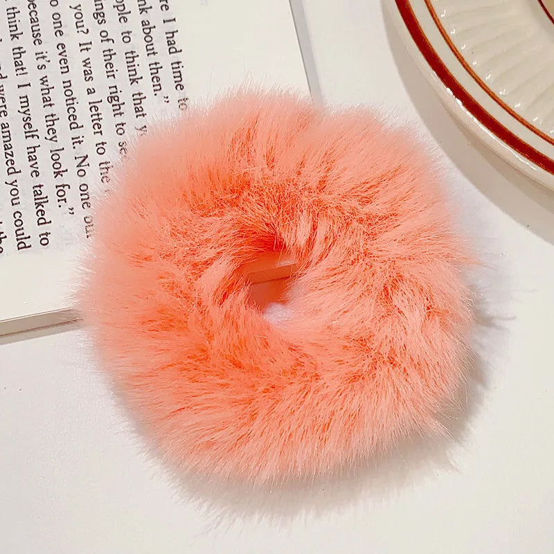 Fluffy Faux Fur Scrunchie Hair Band with Thick and Thin Options