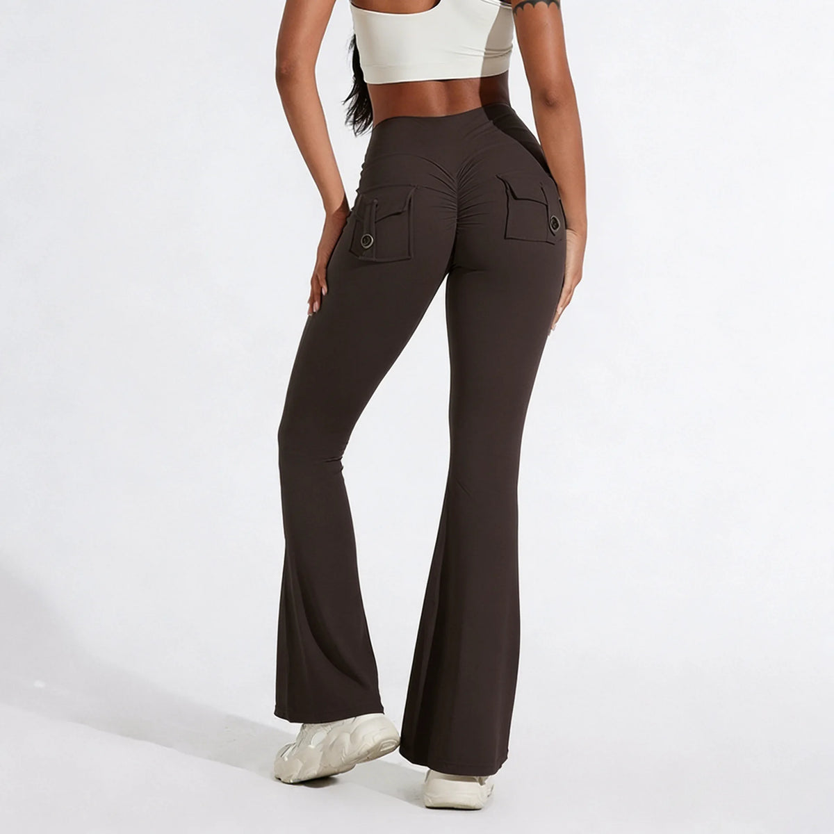 Women's Back Pocket Flared Leggings For Workout Outfits
