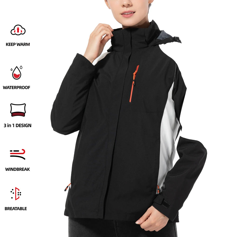 Color Block Hooded Full Zip Long Sleeve Outdoor Jacket