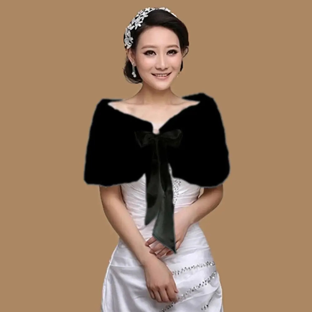Plush Bow Front Wrap Cape for Layering over Outfits