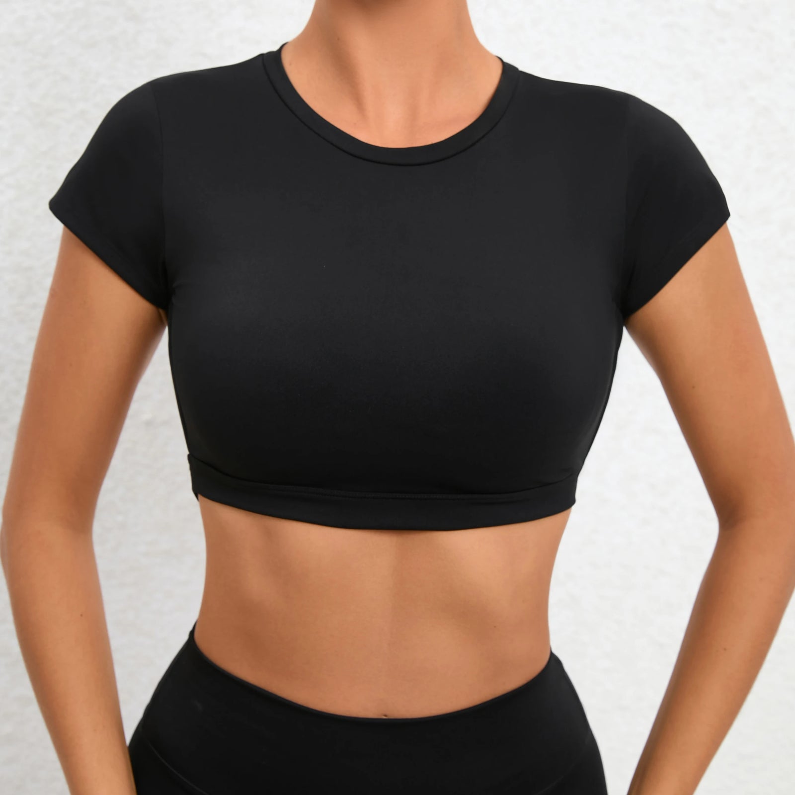 Women's Open Back Cap Sleeve Sports Crop Top