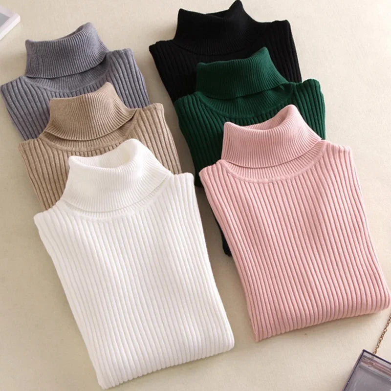 Women's Ribbed Mock Neck Long Sleeve Sweater Casual Knit Layer