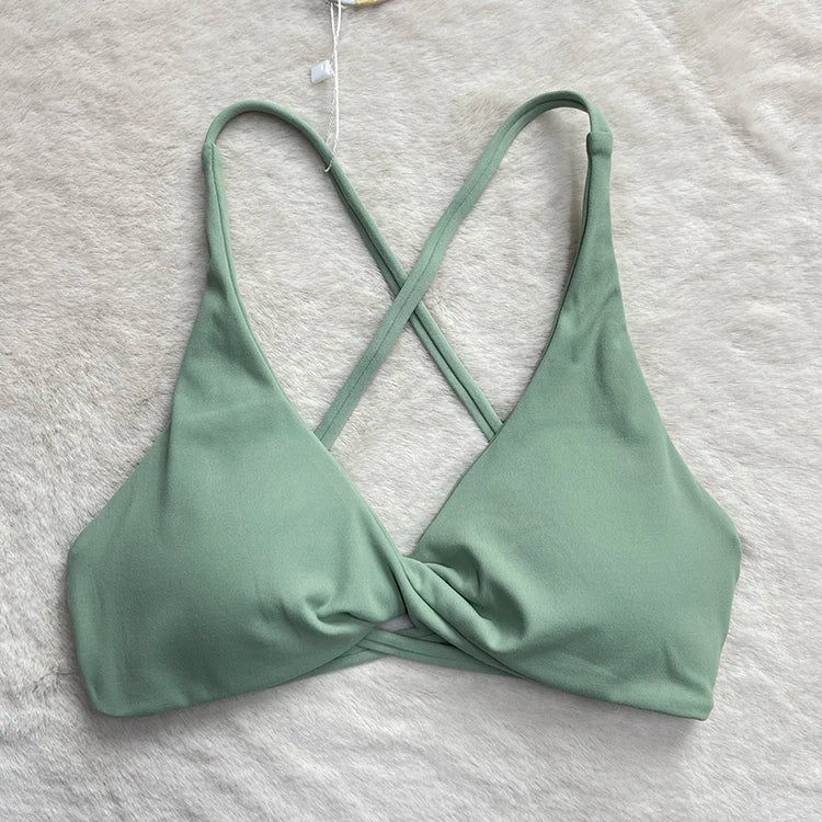 Women's V Neck Cross Back Sports Bra