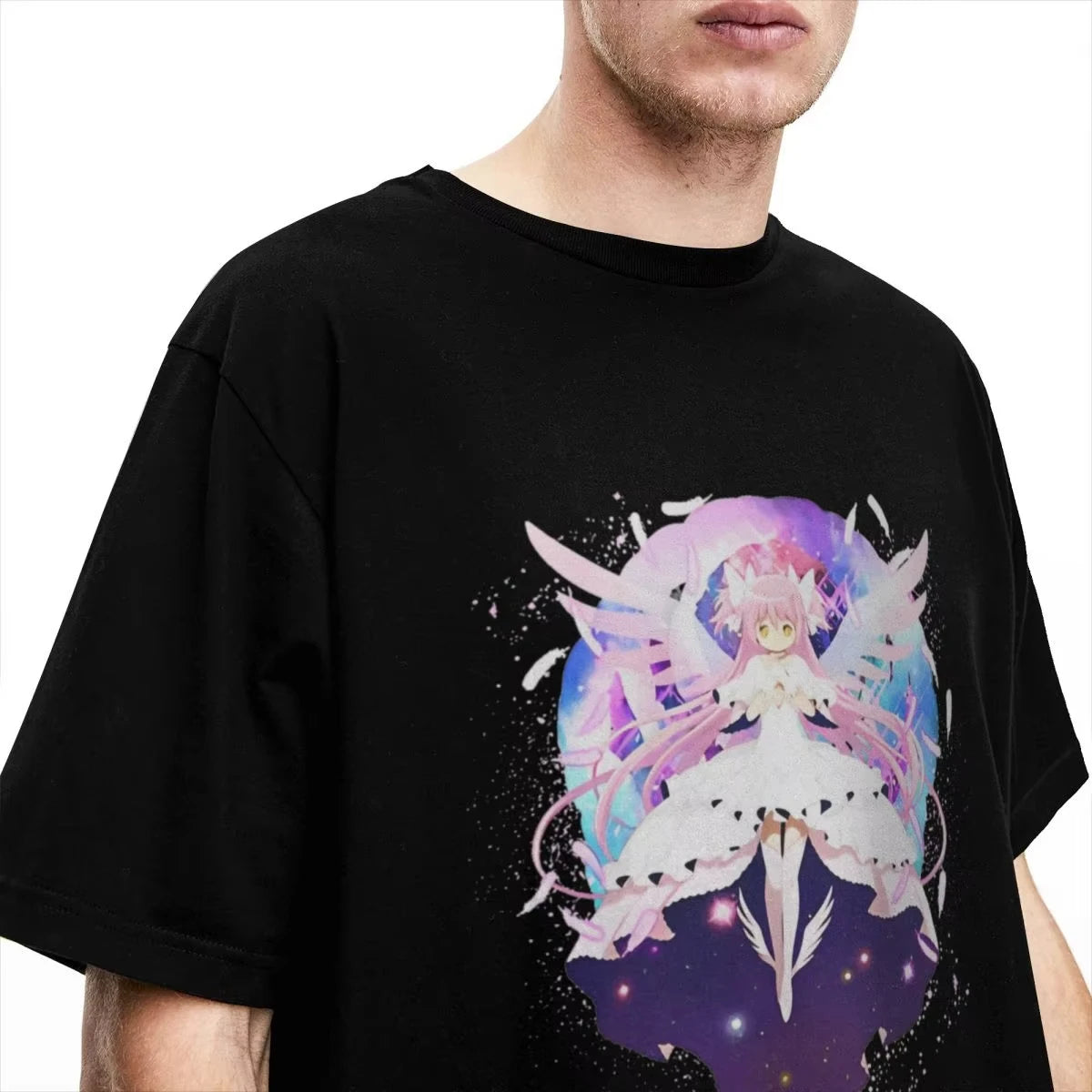 Vintage Madoka Magica Anime Print T-Shirt Soft Breathable Casual Comfortable Pure Cotton Unisex Tops