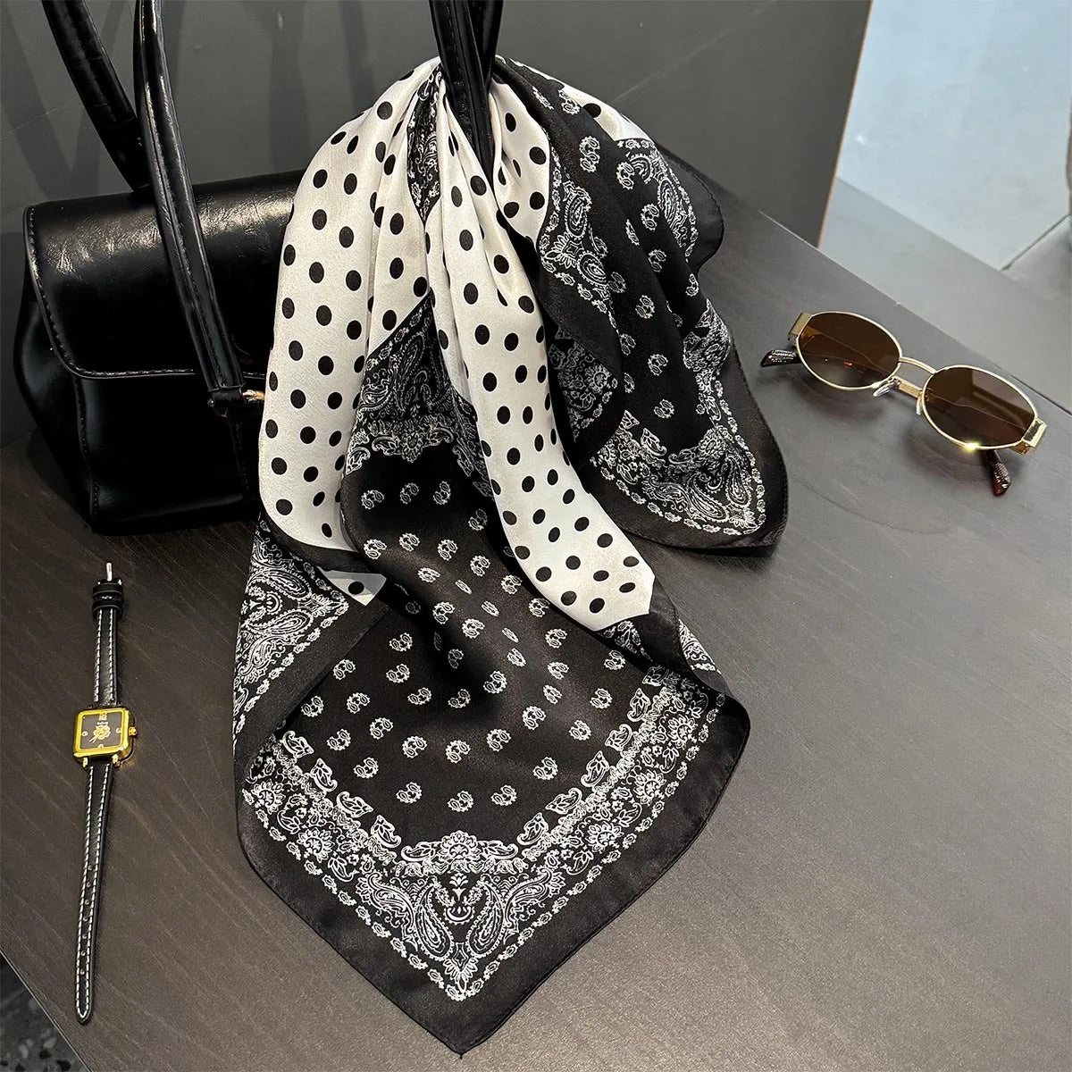 Printed Small Square Scarf for Neck and Hair Styling