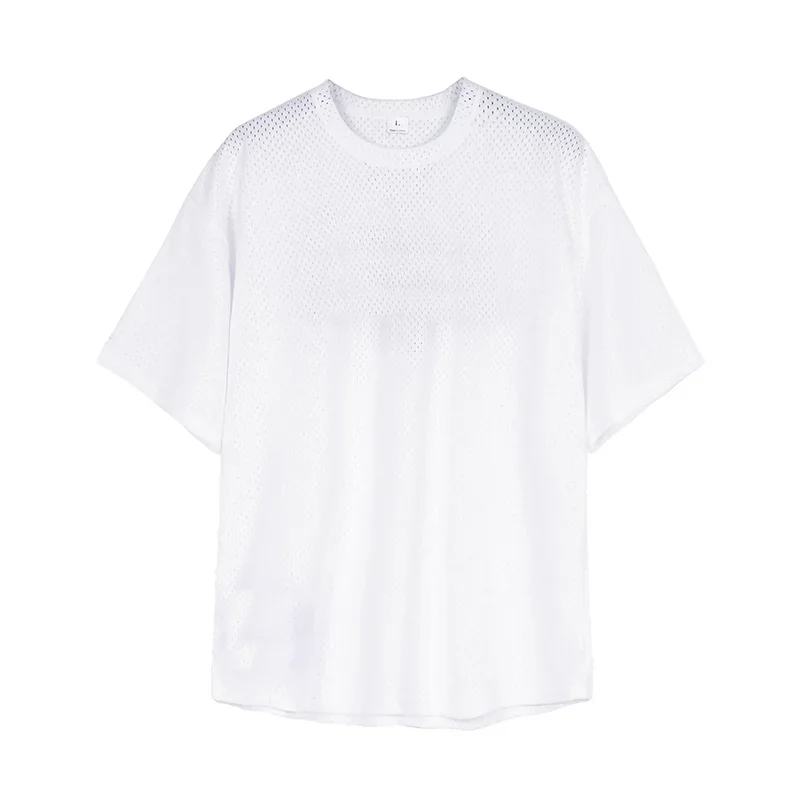 Plain Oversized Mesh Short Sleeve T-shirt For Sports Outfits
