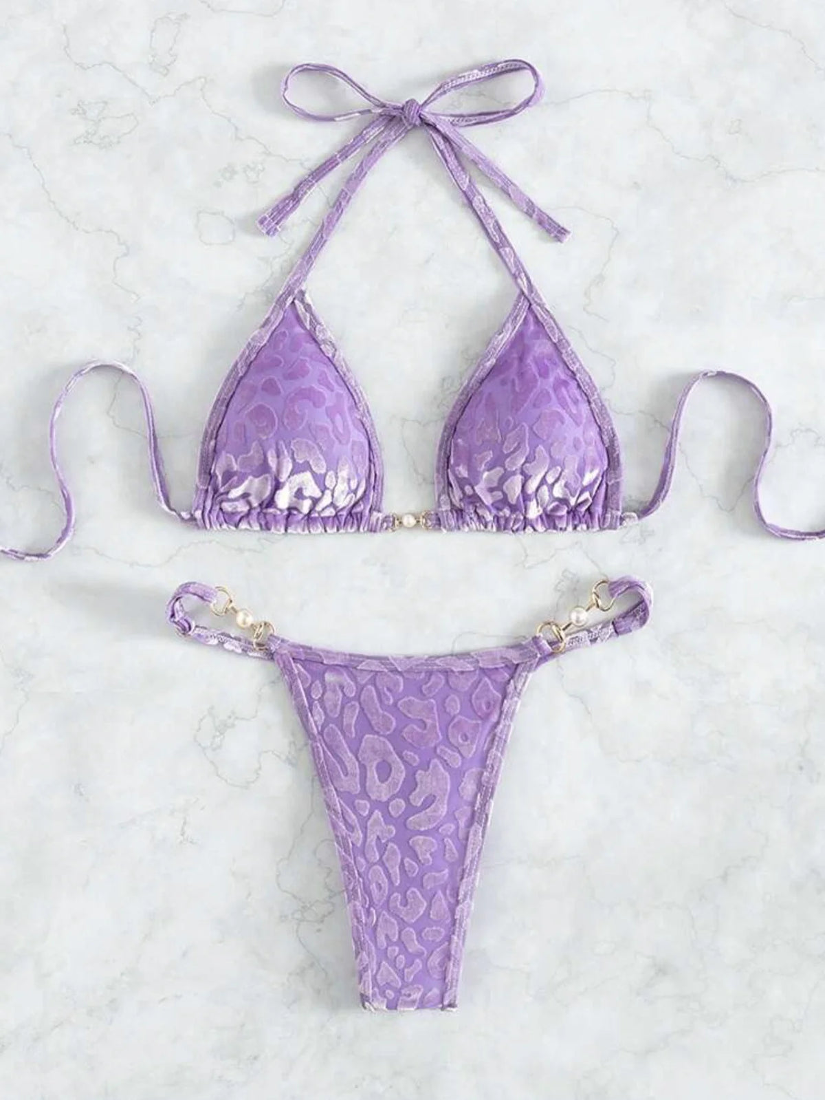Shiny Pearl Detail Bikini