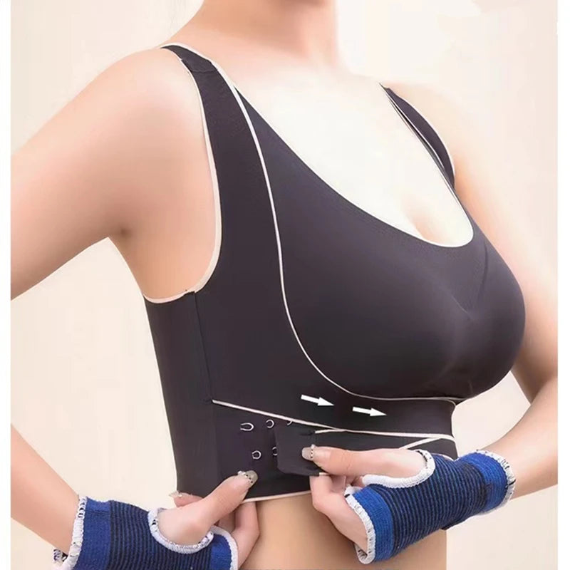 Women's Side Clasp Scoop Neck Cutout Back Sports Bra