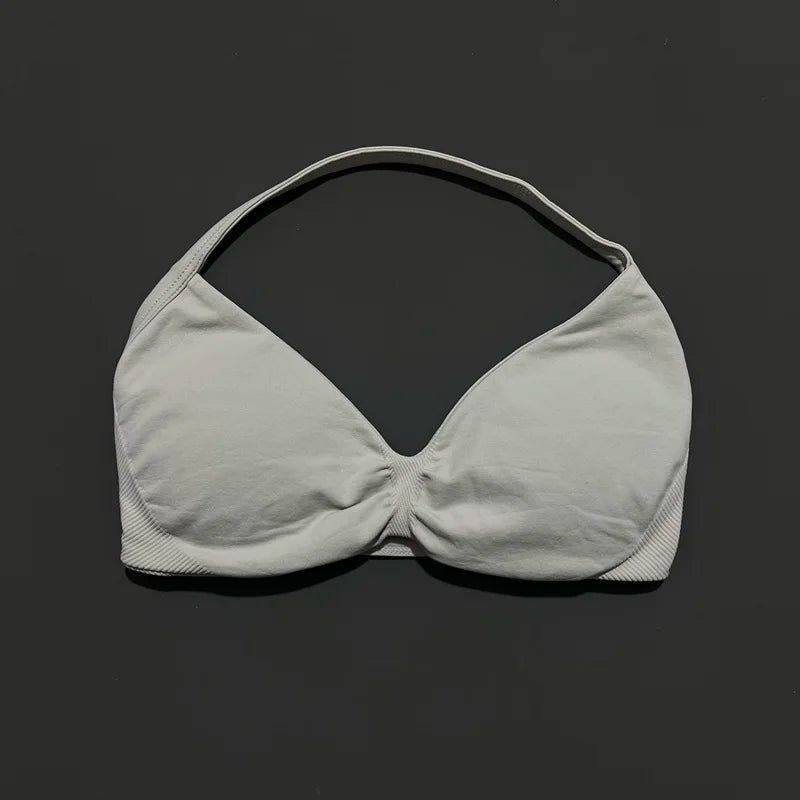 Women's Ruched Halter Neck Sports Bra