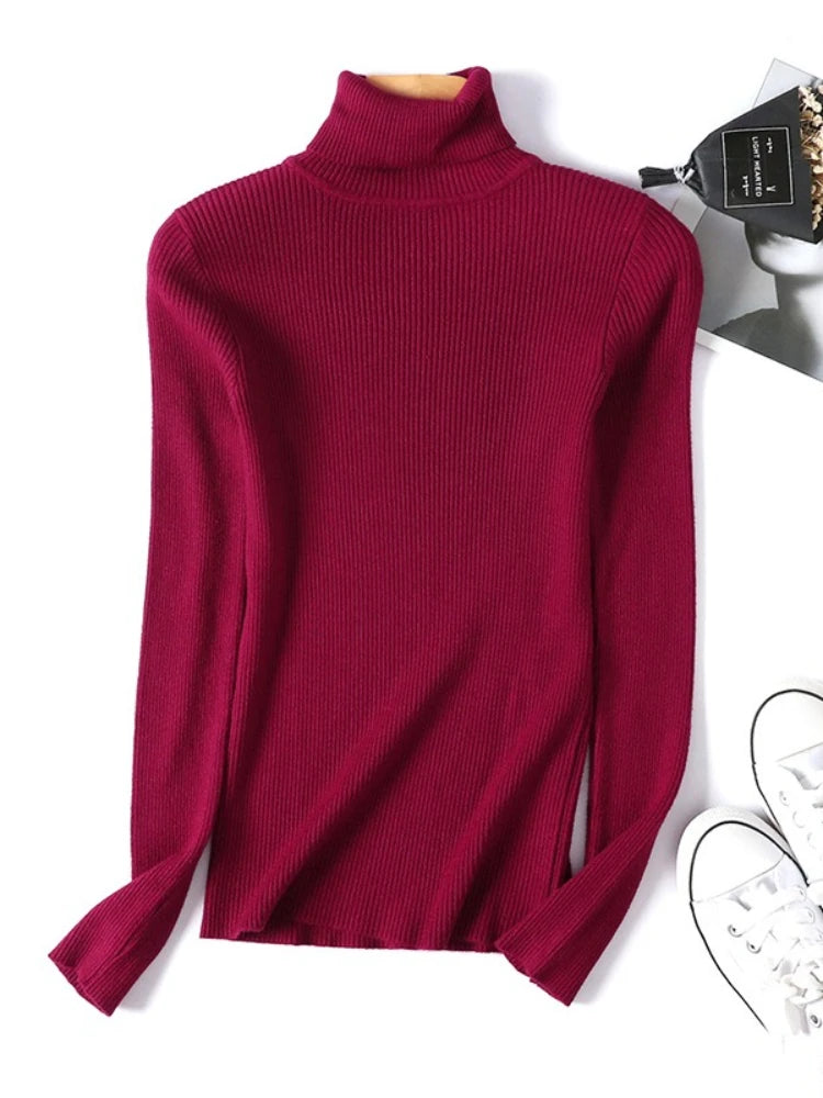 Women's Ribbed Mock Neck Long Sleeve Sweater Casual Knit Layer