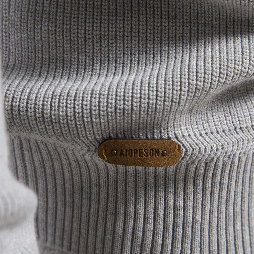 Men's Quarter Zip Long Sleeve Knit Sweater