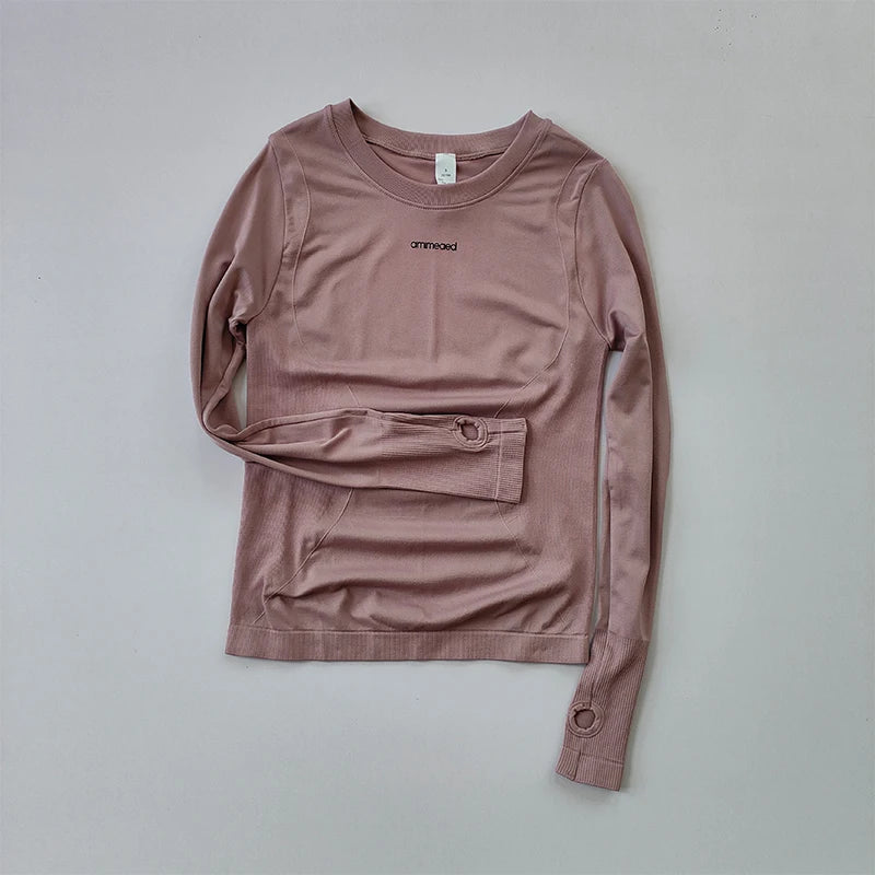Women's Fitted Crew Neck Long Sleeve T-shirt For Workout Outfits
