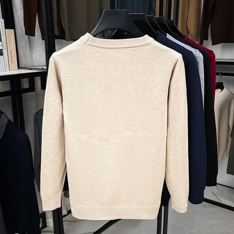 Men's Plain Crew Neck Long Sleeve Knit Sweater