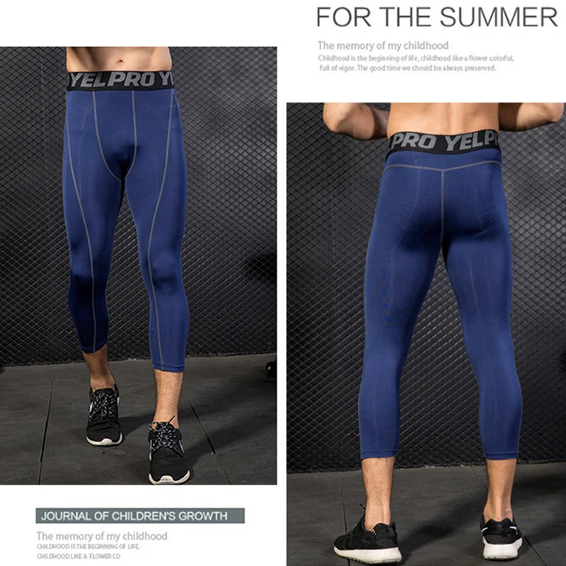 Men's Cropped Training Leggings for Gym and Running