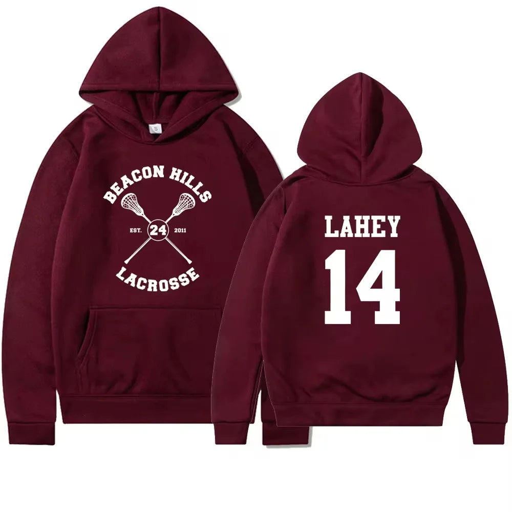 Beacon Hills Number-Print Long-Sleeve Pullover Hoodie