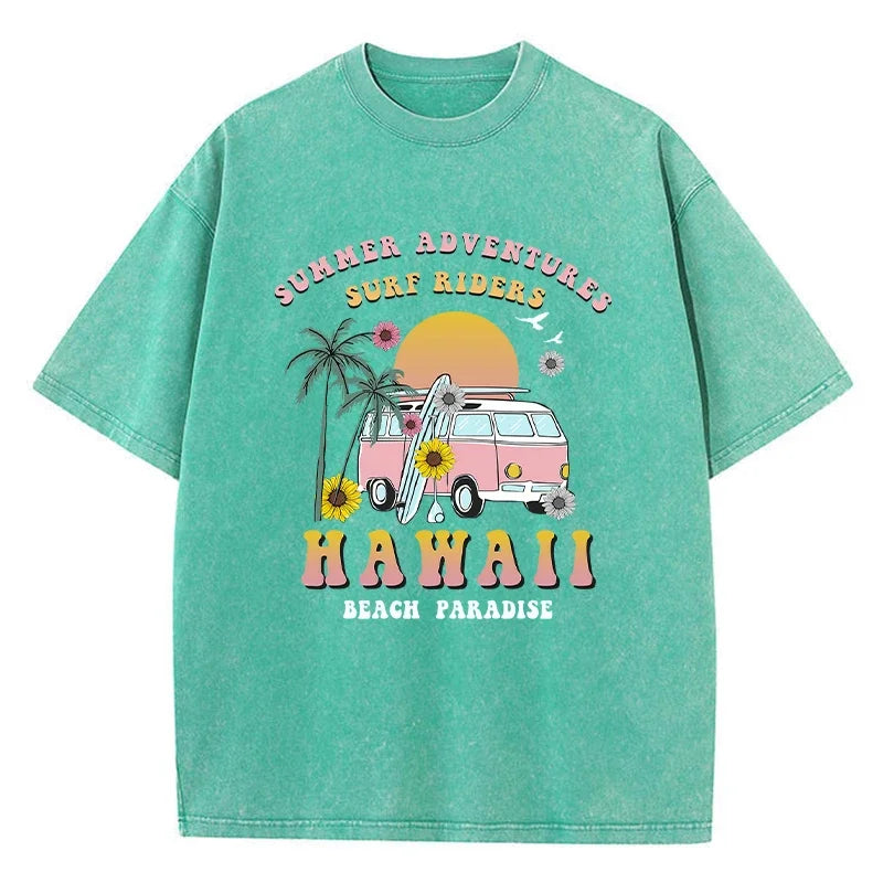 Unisex Short Sleeved T-shirt Summer Casual Washed Short Sleeved Pure Cotton