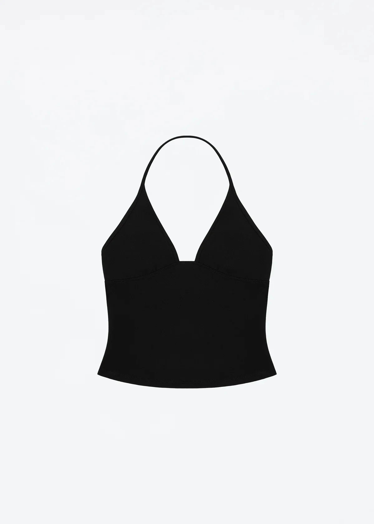 Women's Halter Neck Cotton Crop Top with Deep V Neck and Open Back