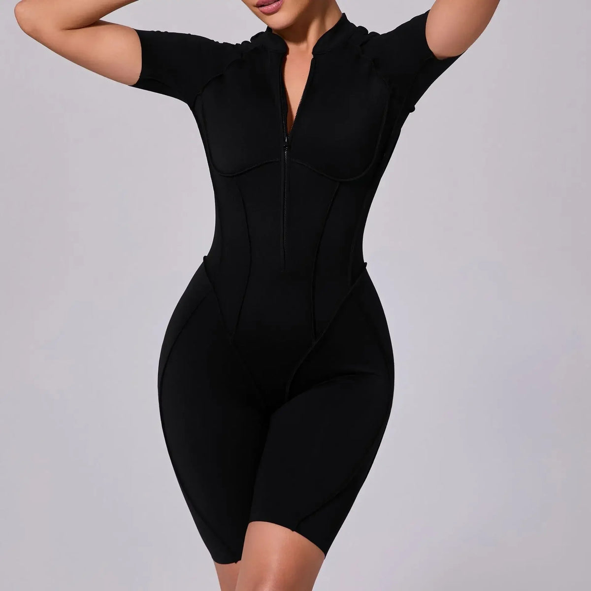 Women's Contoured Workout One Piece with Back Cutout and Multiple Sleeve Styles